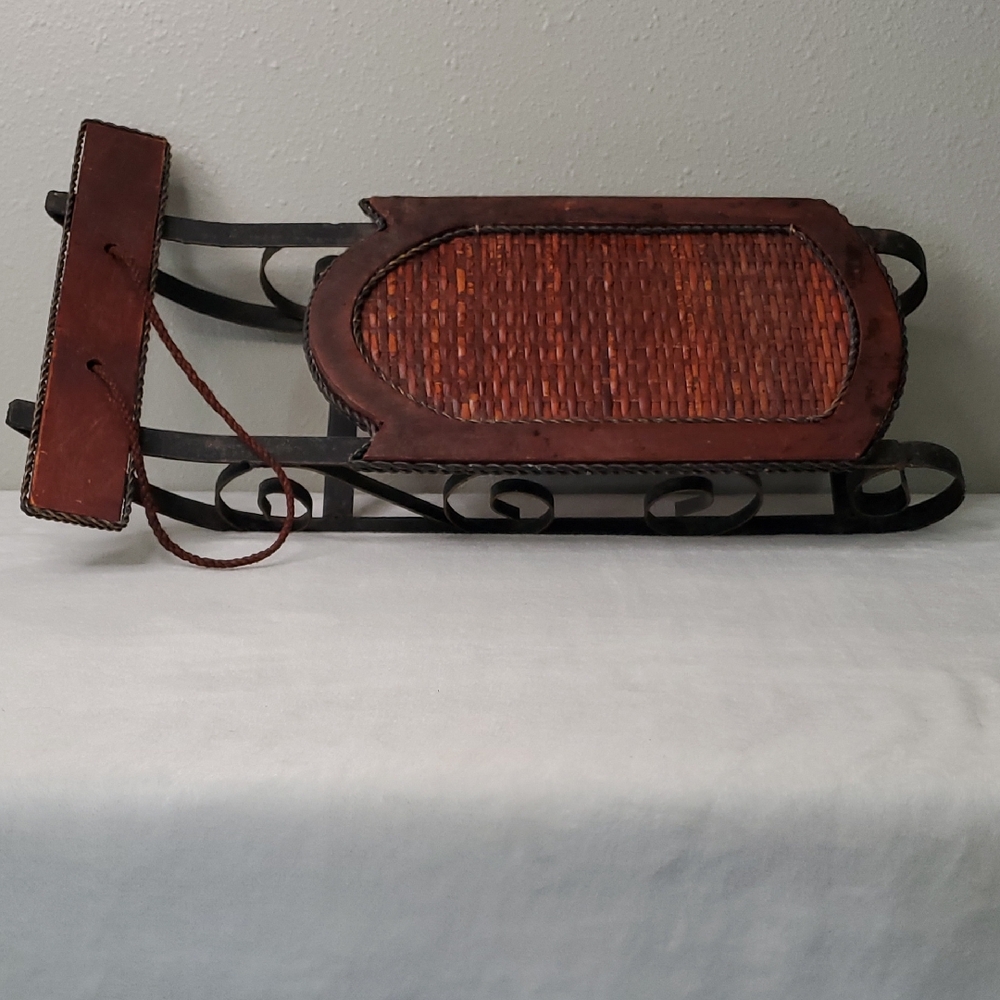 Sled with Metal Runners Decorative Sled Home Decor Holiday Snow Winter